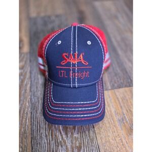 Saia LTL Freight Trucker Hat Mens Navy Red Mesh Reflective Stripe Snapback Cap